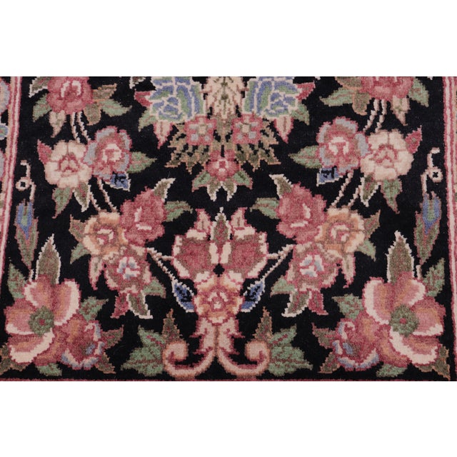 1990s Shabby Chic Pak-Persian Black/Black Wool Rug - 1'7'' X 2'2'' For Sale - Image 5 of 9
