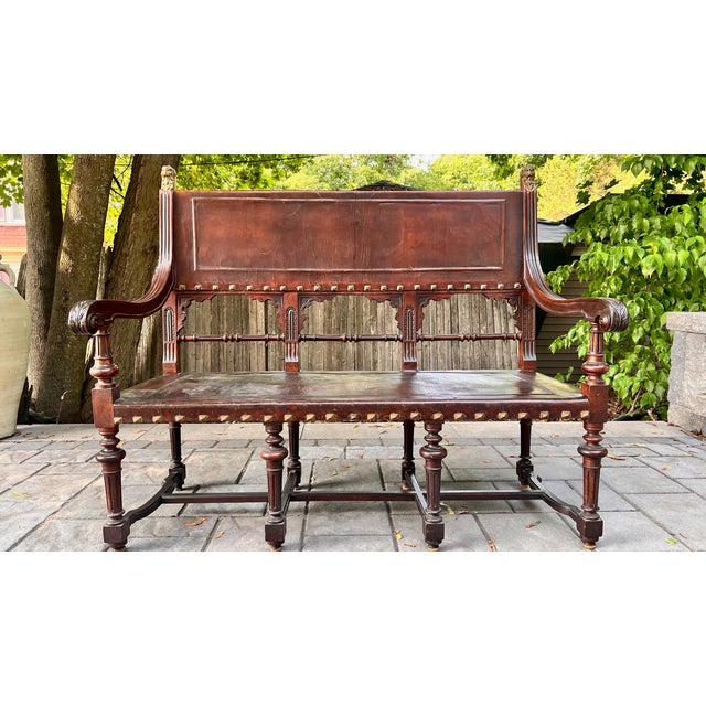Late 18th Century Spanish Leather Bench For Sale - Image 12 of 12