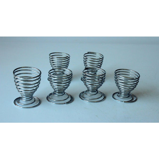 Mid-Century Modern Stainless Steel Spiral Egg Cups - Set of 6 For Sale - Image 3 of 6