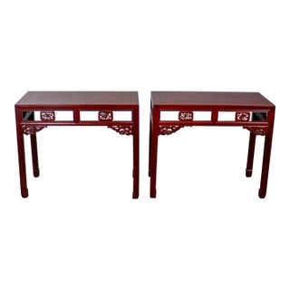 Early 19th to 20th Century Chinese Hongmu Pair of Alter or Console Tables or Center Table For Sale