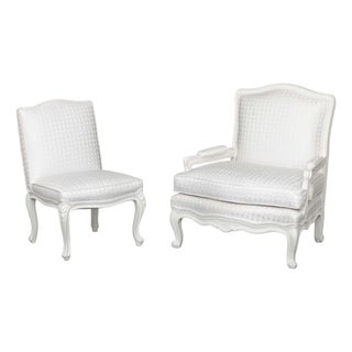 Louis XV Style White Painted Chairs, 2 For Sale