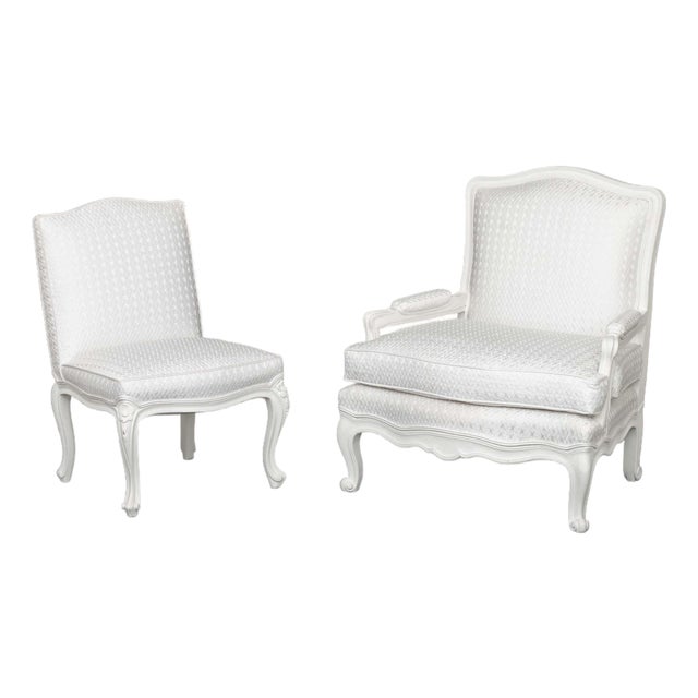 Louis XV Style White Painted Chairs, 2 For Sale