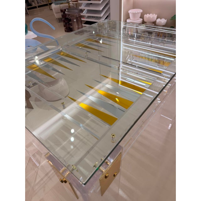Interlude Home Acrylic Backgammon Table For Sale - Image 4 of 6