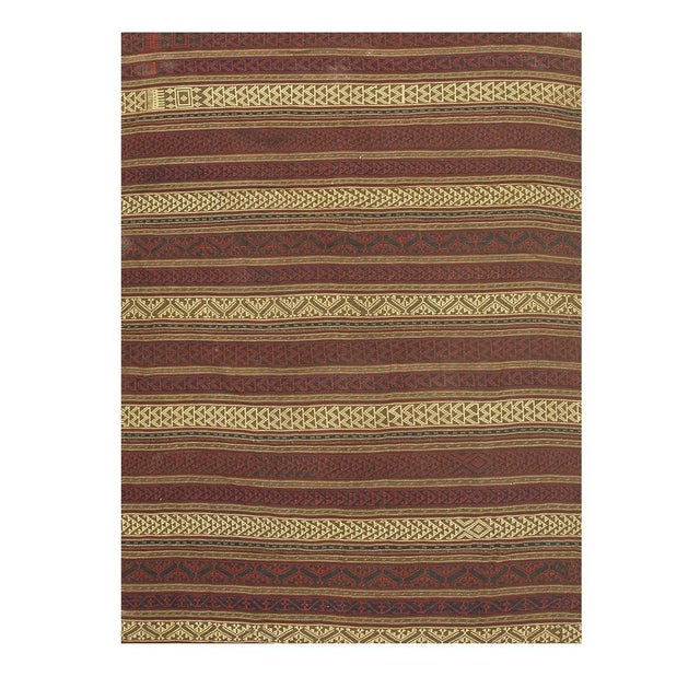 Mid-Century Modern 1950s Mid-Century Anatolian Rustic Geometric Flat-Weave Turkish Kilim Rug 5x7 For Sale - Image 3 of 5
