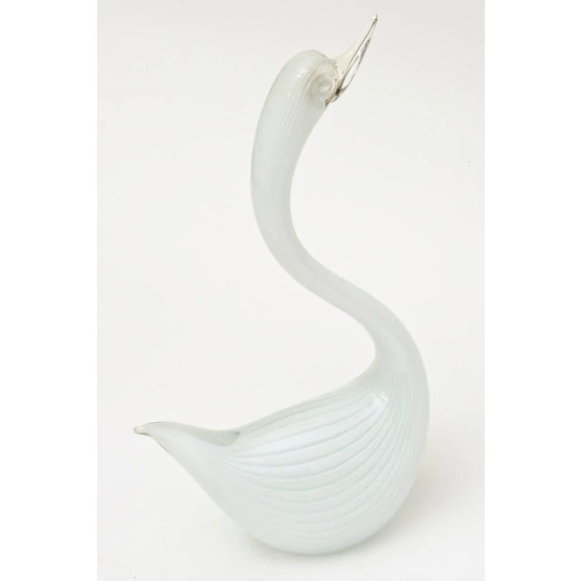Vintage Murano Seguso Glass White Swan Sculpture, 1960's For Sale - Image 9 of 11