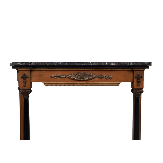 Stone Empire Revival Italian Console Table with Black Marble Top, 1950s For Sale - Image 7 of 14