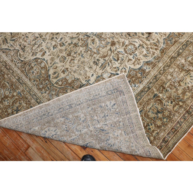 Textile Antique Neutral Persian Kashan Rug - 7'5" x 10'3" For Sale - Image 7 of 10
