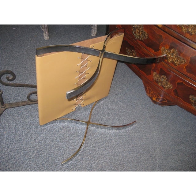 Chrome & Leather Ottoman For Sale In San Antonio - Image 6 of 7