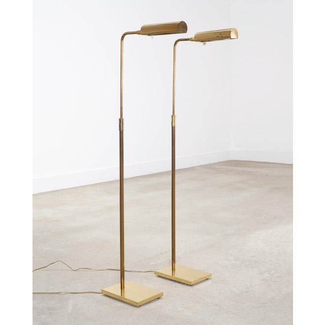 Koch & Lowy Mid 20th Century Koch & Lowy Omi Patinated Brass Pharmacy Floor Lamps - a Pair For Sale - Image 4 of 18