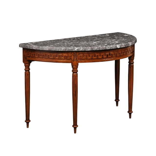 Brown Early 19th C. French Marble Top Demi-Lune For Sale - Image 8 of 12