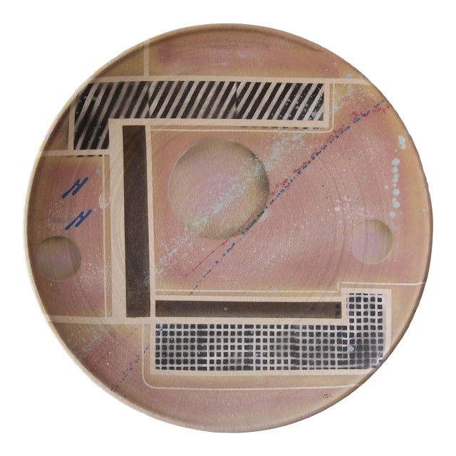 1980s John Santerineross Large Studio Pottery Abstract Post-Modern Wall Charger For Sale