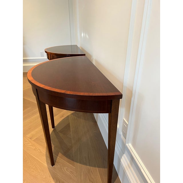 Hepplewhite Early 20th Century Demi-Lune Mahogany Tables - a Pair For Sale - Image 3 of 8