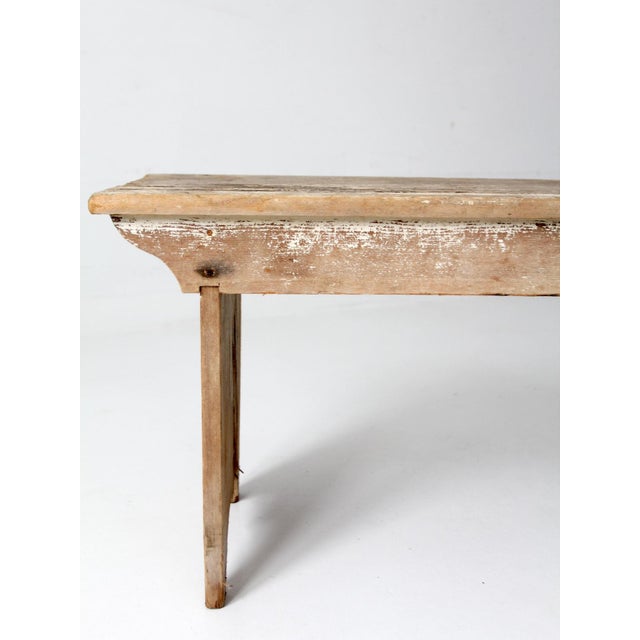 Antique Primitive Wood Farmhouse Bench For Sale - Image 12 of 16