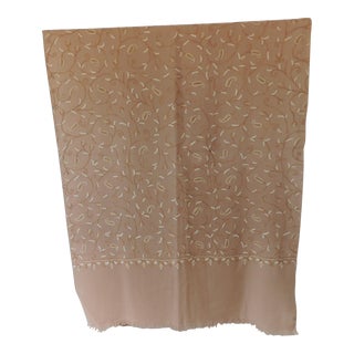 Beige Tone-On-Tone Suzani Embroidery Style Shawl For Sale