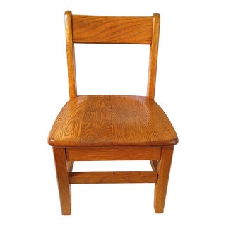 Mid Century Mission Style Wooden School Chair Solid Oak Schoolhouse Kids Playroom Furniture For Sale