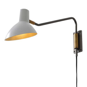 Nova Swing Wall Lighting, Gunmetal With Matte White Shade, Plug-In, Dimmer Switch