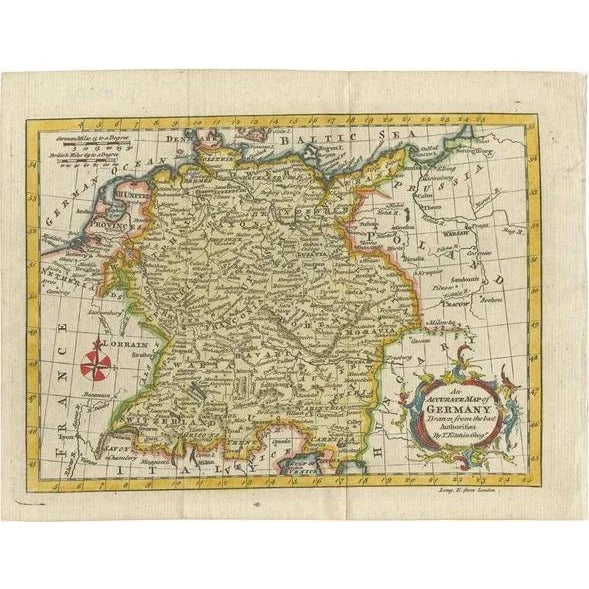 Green Antique Map of Germany by T. Kitchin, 1770 For Sale - Image 8 of 8