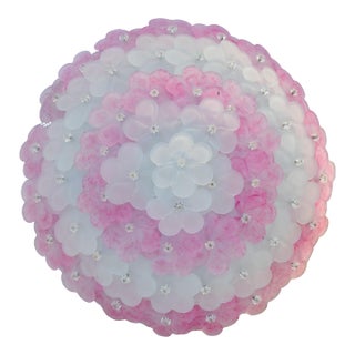 1970s Elegant Murano Ceiling Light Pink Flower by Seguso for Venini, Italy For Sale