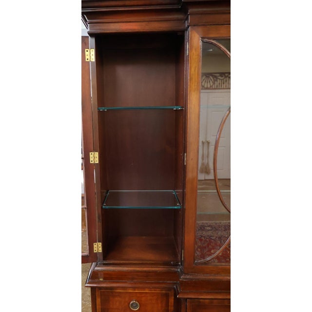 Mid 20th Century Grosfeld House Flame Mahogany Inlaid China Cabinet Bookcase Breakfront For Sale - Image 12 of 18