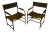 Naturally Distressed Low Profile Industrial Era Safari Armchairs in Curved Steel Frames and Riveted Leather After Marcel Breuer - Set of 2 For Sale