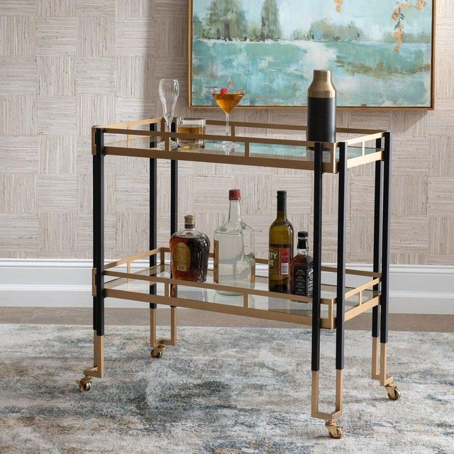 This piece of furniture has so many uses; Bathroom, hall, entry, nightstand, tea cart... This serving cart Featuring a...
