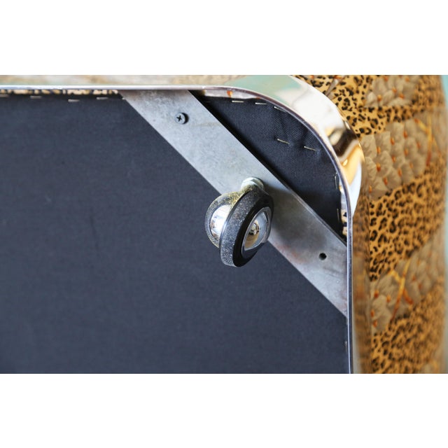 1980s Attributed to Karl Springer Rolling Chrome Souffle Pouf Ottomans in Leopard - Set of 3 For Sale - Image 9 of 9