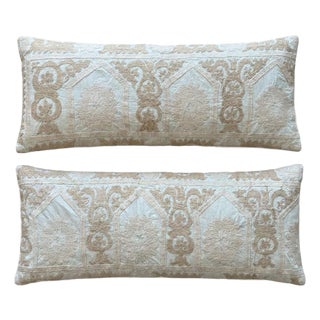 Embroidered Suzani Bedding Pillow Cover 16'' X 39'' - Set of Two For Sale