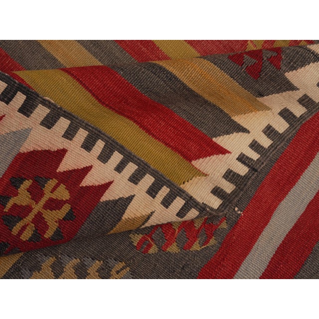 1970s Vintage Handmade Wool Cotton Red Runner Rug For Sale - Image 9 of 11