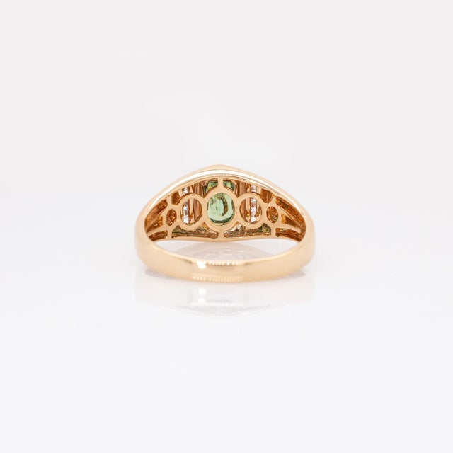 Demantoid Ring With Natural Diamond Accents: 14k Solid Gold, Emerald Cut 6x4mm For Sale In Columbus - Image 6 of 7