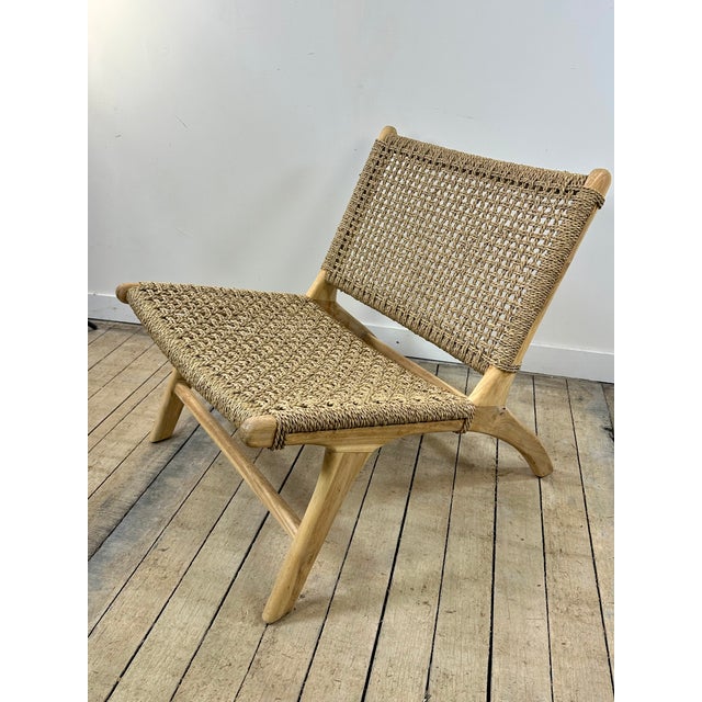 Lounge Chair in Teak and Woven Seagrass, 2000s For Sale - Image 10 of 10