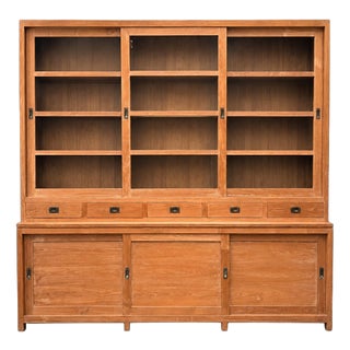 Large Teak Display Storage Cabinet For Sale