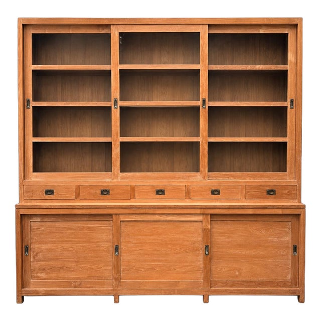 Large Teak Display Storage Cabinet For Sale
