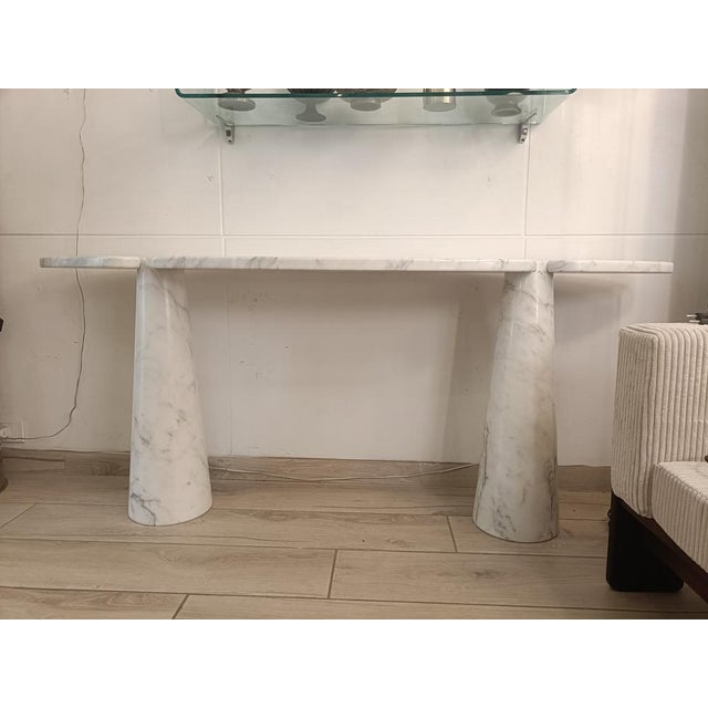White Eros Series White Carrara Marble Console Table attributed to Angelo Mangiarotti, Italy, 2000s For Sale - Image 8 of 9