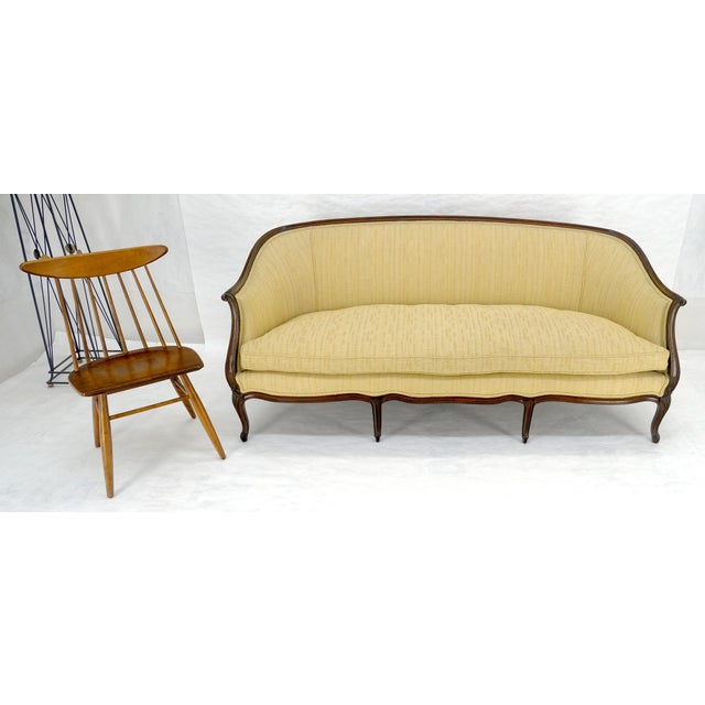 French Provincial Fine Carved Gold Upholstery Country French c1920s Down Filled Cushion Sofa MINT For Sale - Image 3 of 15