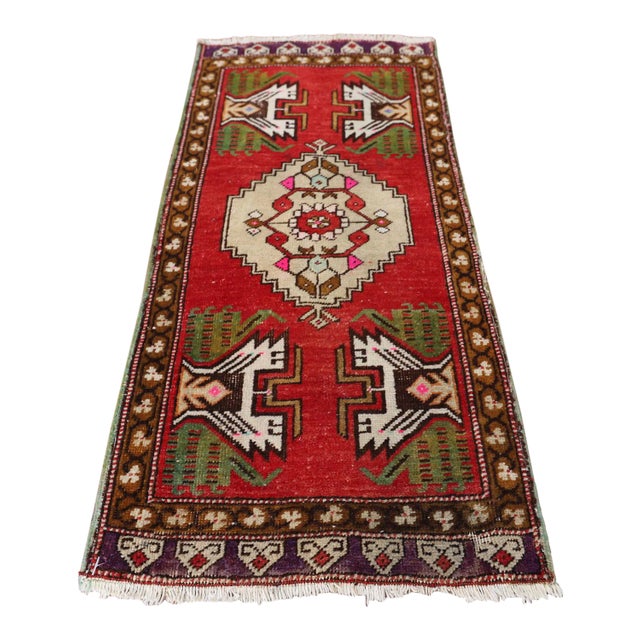 1990s Turkish Red Medallion Doormat For Sale