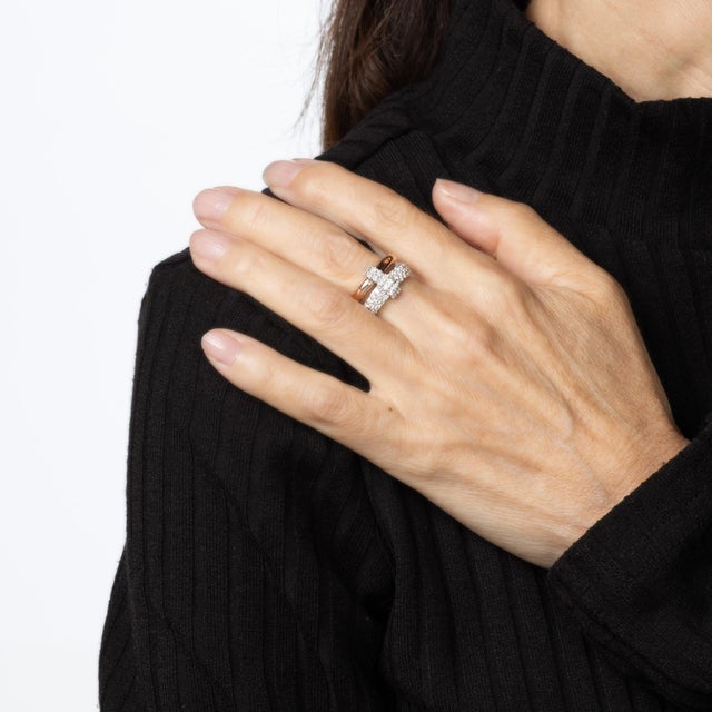 1.11ct Diamond Ring 2 Bands in One 14k Rose Gold Ring Sz 5.75 Estate Jewelry For Sale In Los Angeles - Image 6 of 7