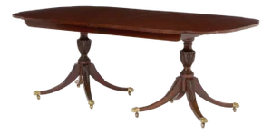 English George III Style Mahogany Double Pedestal Extending Dining Table