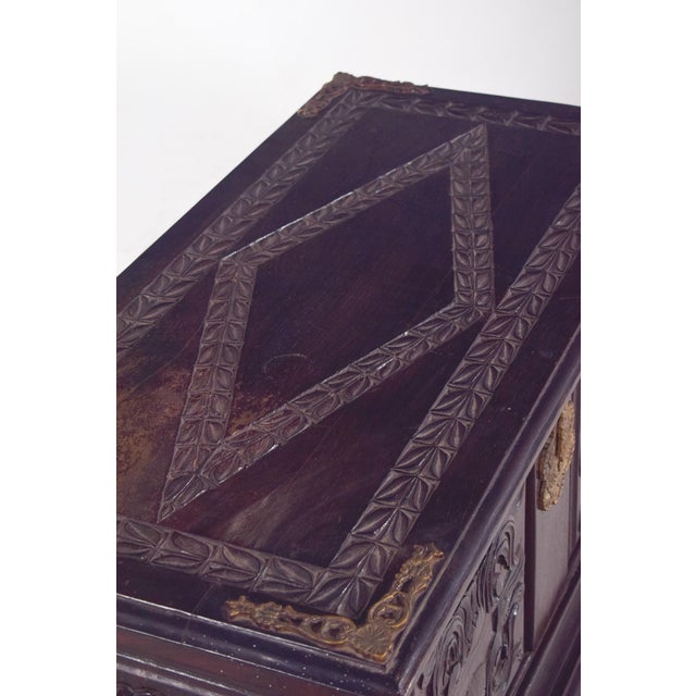 Antique Portuguese Carved Wooden Chest, 1890s For Sale - Image 12 of 14