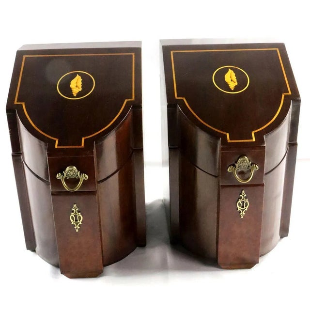 Pair of Mid 20th Century Inlaid Mahogany Knife Boxes For Sale - Image 9 of 9