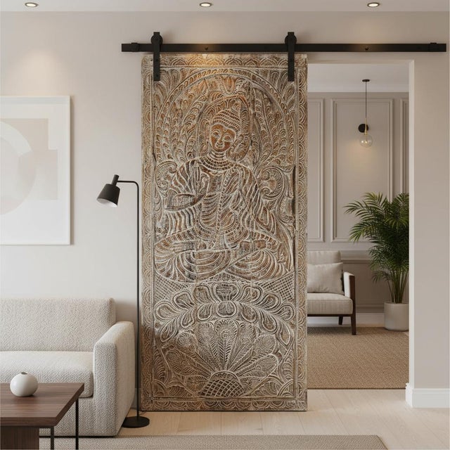 Dimensions: 35" W X 4" D X 72" H Bring serenity and statement-making craftsmanship into your space with this stunning...
