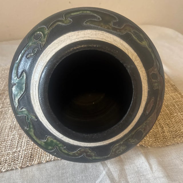 Vase --1970s Large Round Raku Vase For Sale - Image 9 of 9