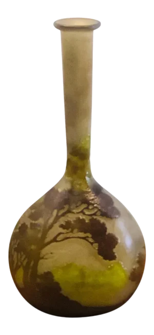 Antique Emile Galle Cameo Carved Tree in Landscape Vase