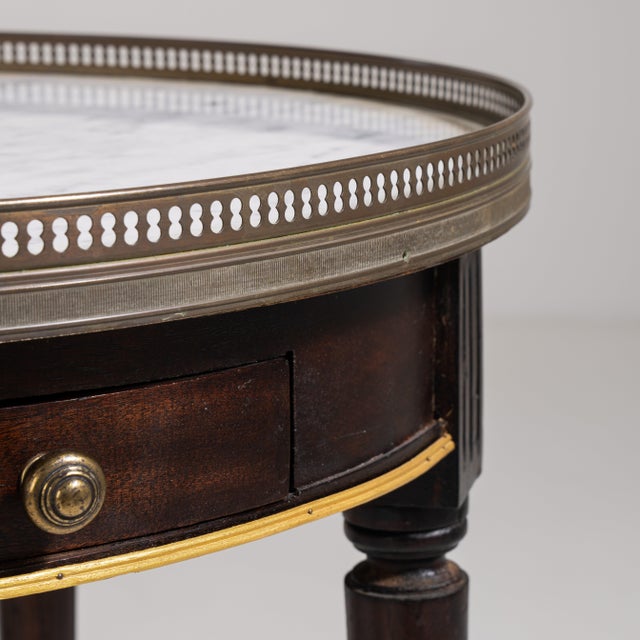French Bouillotte Table with Marble Top and Brass Accents, Antique, France, 19th Century For Sale - Image 3 of 15