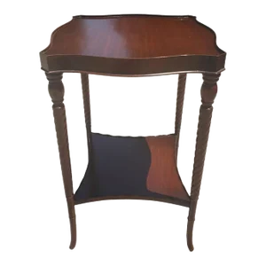Mid Century Federal Style Mahogany Two Tier Barley Twist Side Table