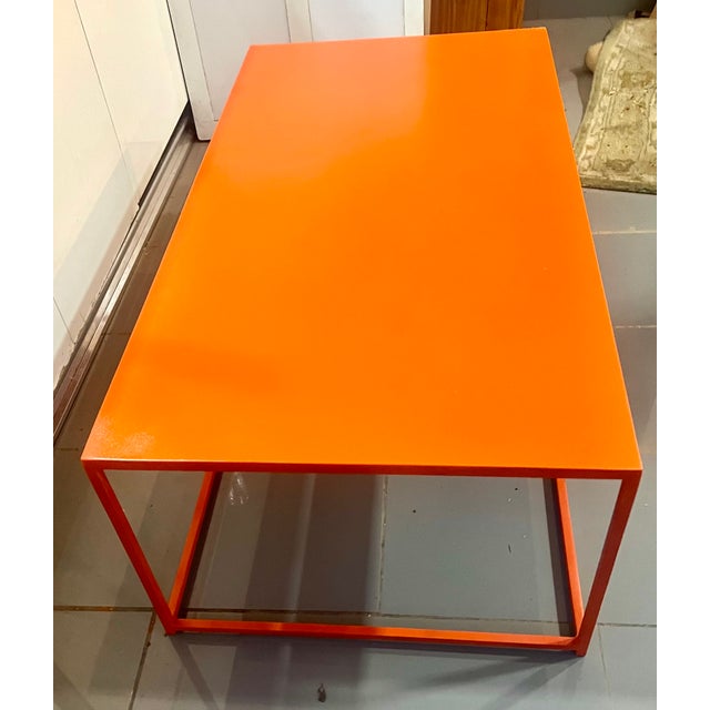 2020s Popsicle Orange Custom Stainless Steel Indoor-Outdoor Coffee Table For Sale - Image 5 of 5