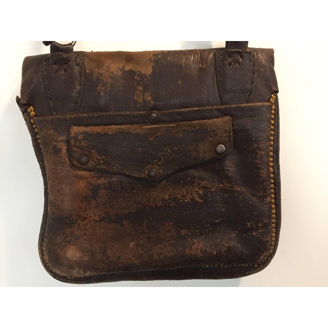 Brown Old Hand Tooled Leather Moroccan Satchel Bag For Sale - Image 8 of 10