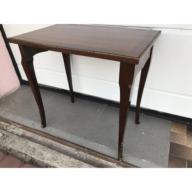 Walnut Table with Brass Applications, 1970s For Sale - Image 17 of 18