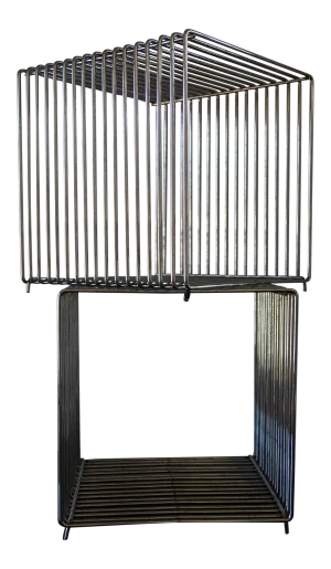 1970s Verner Panton Attributed Pantonova Wire Cube Side Tables - a Pair