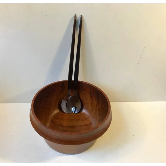 Danish Teak Rosewood Salad Bowl and Serving Spoon and Fork from Wiggers, 1960s, Set of 3 For Sale - Image 9 of 9