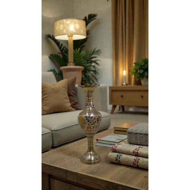 Handcrafted Engraved Brass Vase For Sale - Image 9 of 10